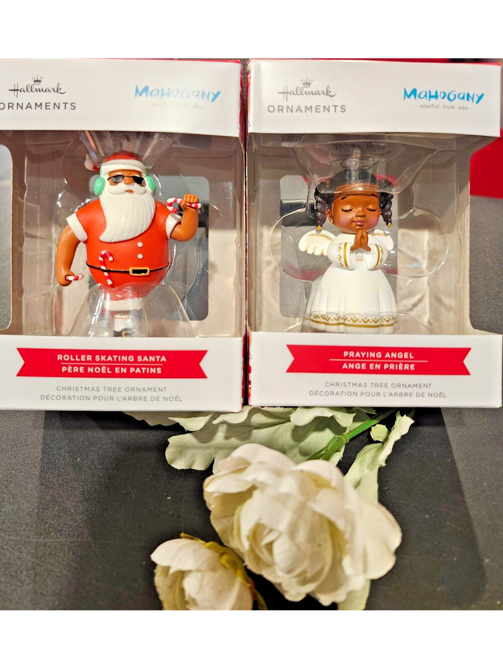Hallmark 2025 Mahogany Praying Angel and Roller Skating Santa Lot of 2 NIB MINT